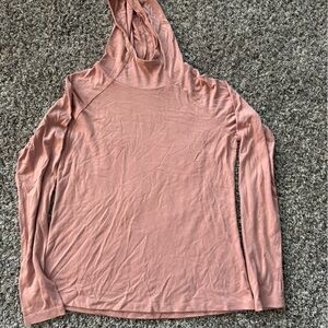 Freefly lightweight Hooded Long-Sleeve Top in orange/pink color XS